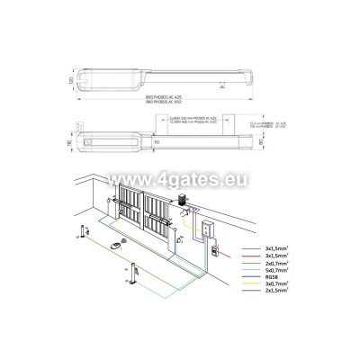 Varstomų vartų automatikos variklis BFT PHOBOS AC A50