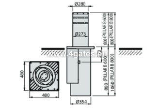 Гидравлический территориальные болларды BFT PILLAR B 275 / 600.6CL