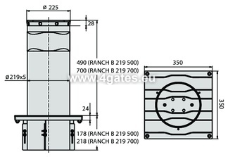 Fiksuotas BOLLARDS BFT RANCH C 219 / 500CN L-RAL